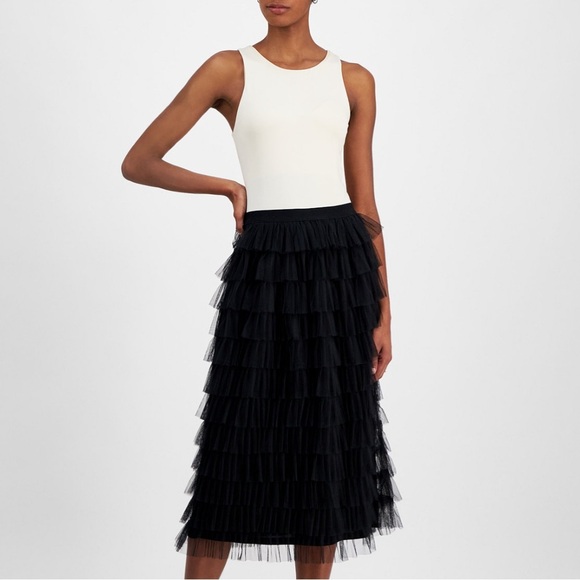 And Now This Black Tulle Ruffle tiered pull on midi skirt - Picture 2 of 16